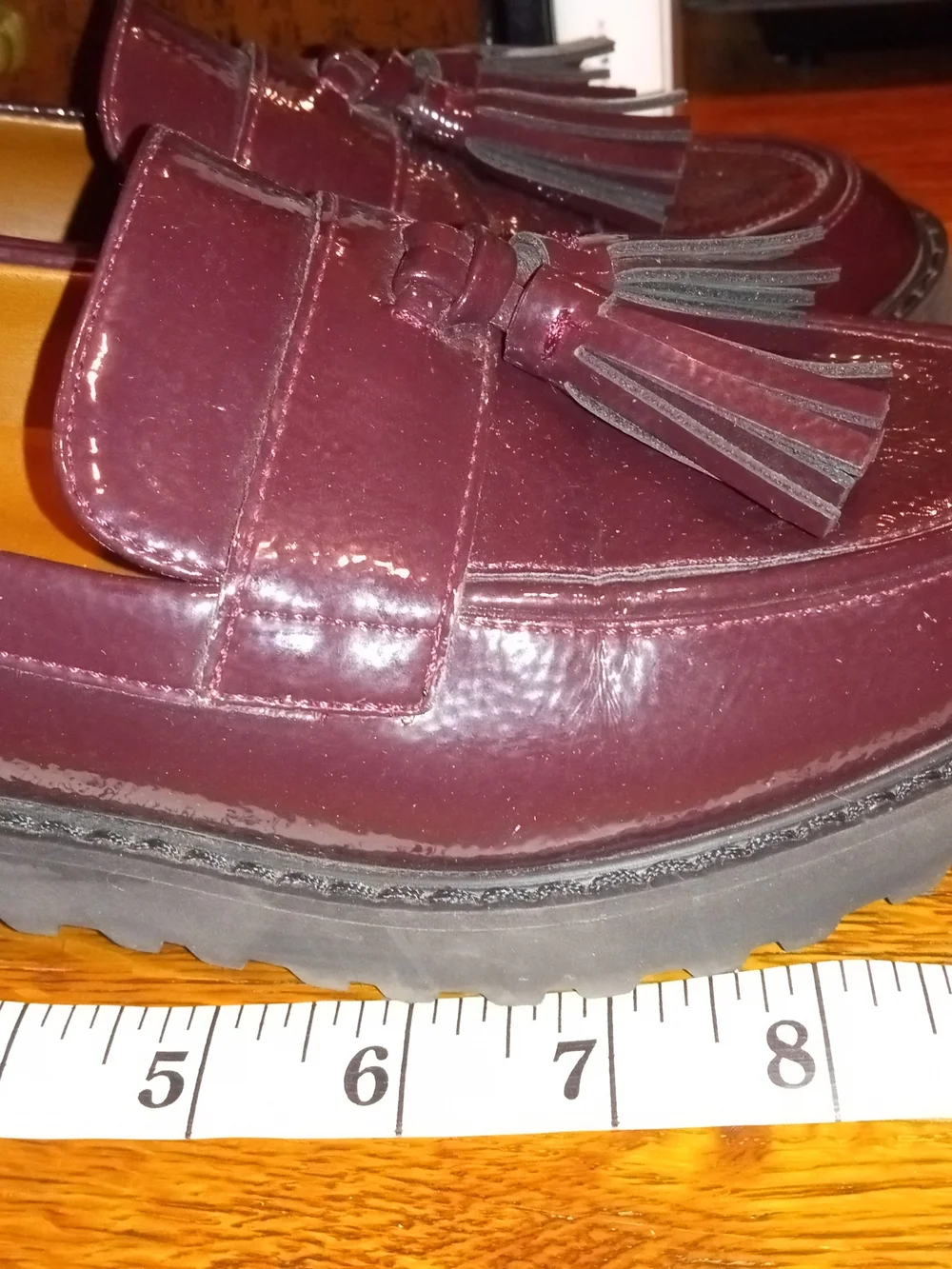 Franco Sarto Women's Tassel Loafers in Burgundy Patent